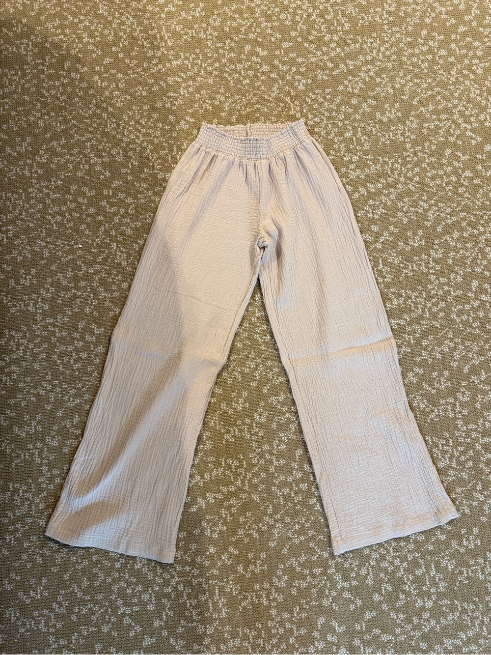 bobi Neutral Crinkle Wide-Leg Pull-On Pants